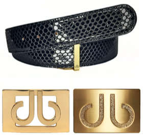 Druh Textured Snakeskin Leather Belt Including 2 Buckles