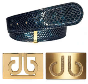 Druh Textured Snakeskin Leather Belt Including 2 Buckles