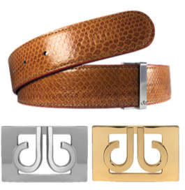 Druh Textured Snakeskin Leather Belt Including 2 Buckles