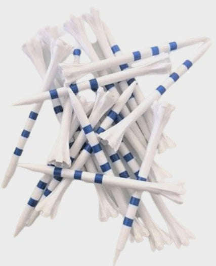 Zebra Ex-Long 3 1/4" Blue/White Plastic Tee's 50 Pack