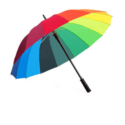 545 x16kx14M Auto Open Rainbow umbrella with Black stright Plastic handle