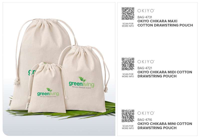 Okiyo Chikara Midi Cotton Drawstring Pouch