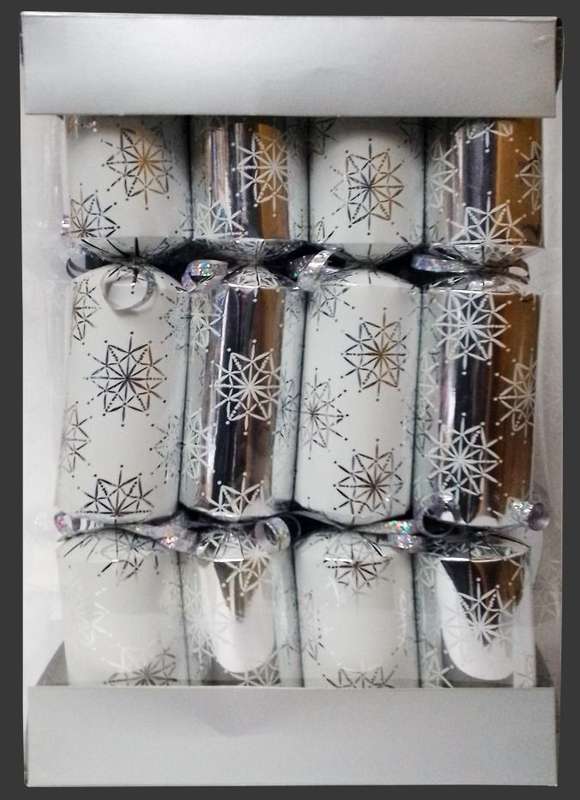 Xmas crackers silver/white snowflake