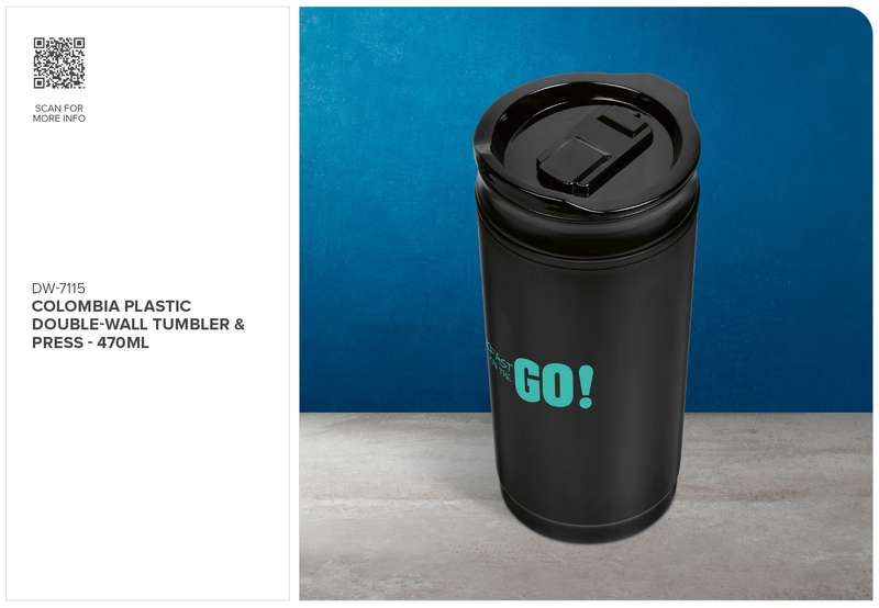 Colombia Plastic Double-Wall Tumbler & Press - 470ml