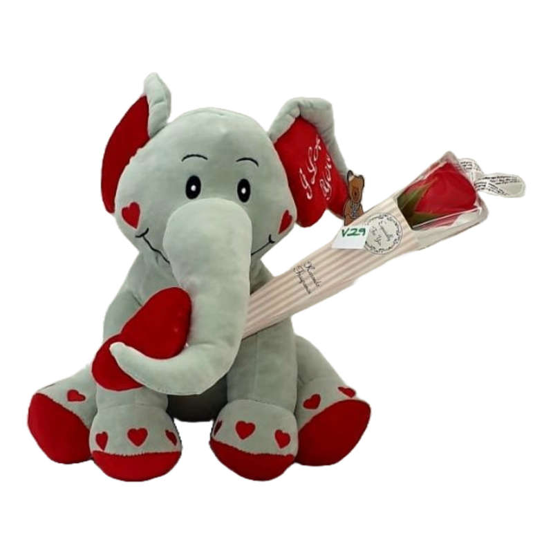 Plush Elephant with Soap Rose