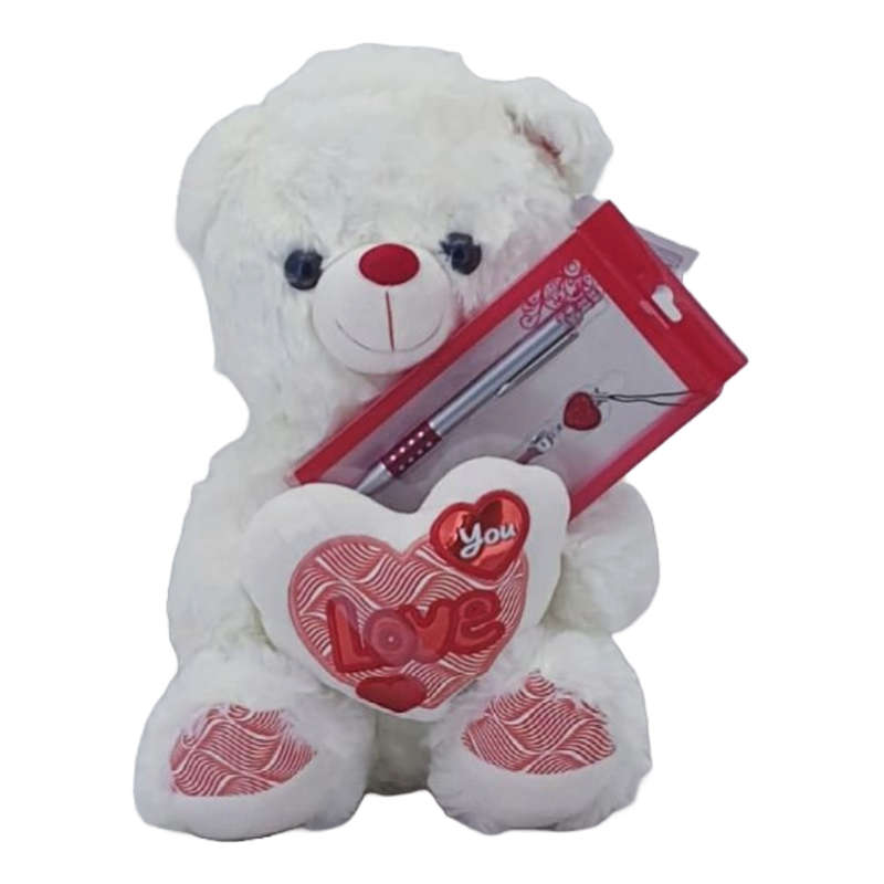 Teddy with Pen and Keyring Set