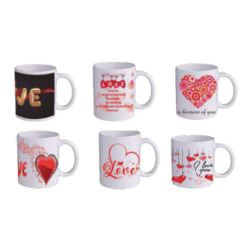 Assorted Valentine's Day Themed Ceramic Mugs 11oz