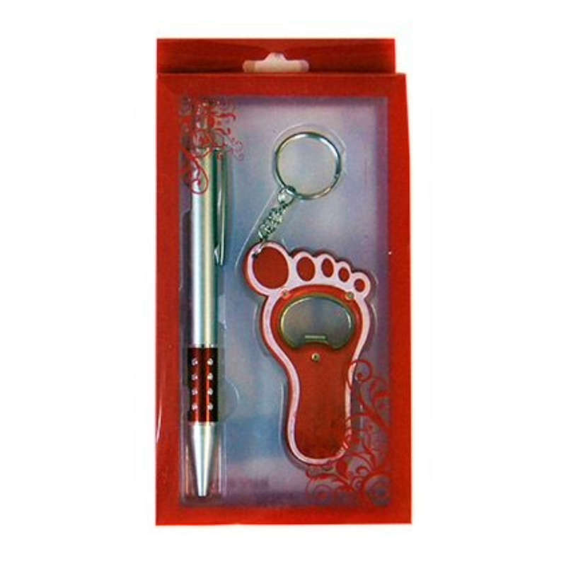 Pen & Keyring Set Red
