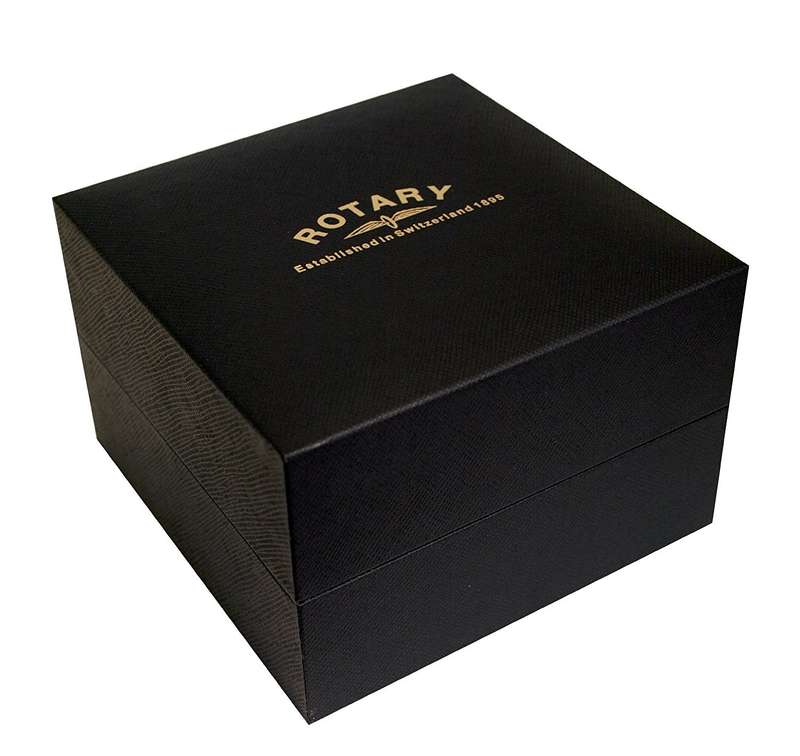 Rotary Men's Quartz Watch with Silver Dial Analogue Display and Black Leather Strap GS42825/01