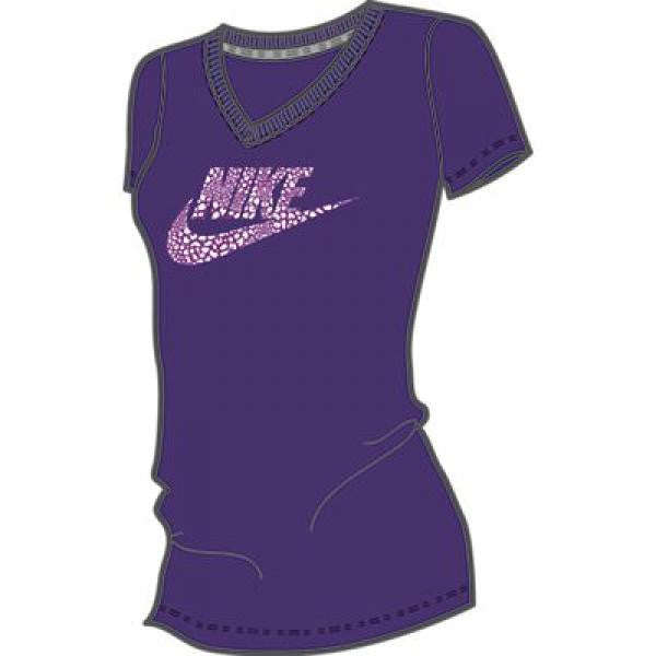 Nike Womens V neck T Shirt purple - X-Large