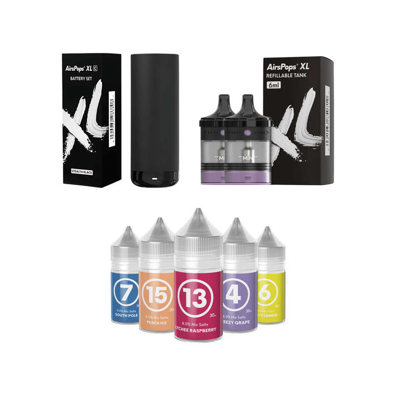 AirsPops XL Device, Refillable Pods, and E-Liquid Bundle
