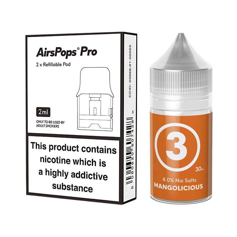 Airscream Pro II / LITE Refillable Pods & 313 AirsPops E-Liquid Bundle