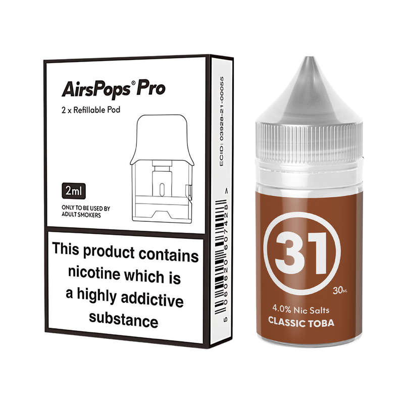 Airscream Pro II / LITE Refillable Pods & 313 AirsPops E-Liquid Bundle