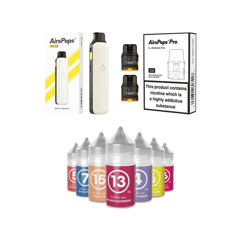 Airscream Pro II Device, Refillable Pods and E-Liquid Bundle