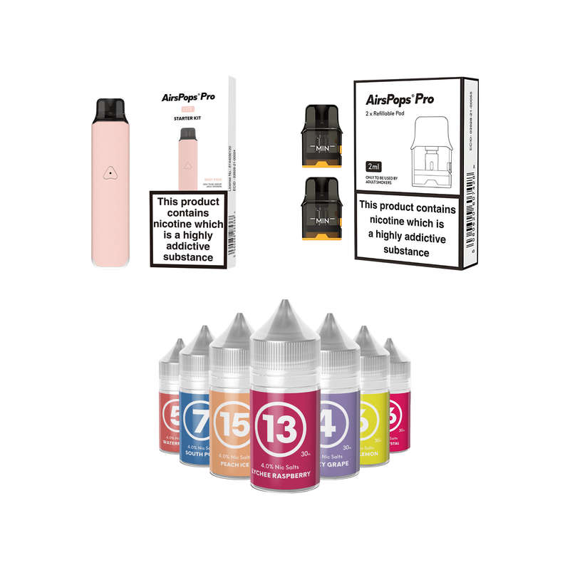 Airscream Pro LITE Device, Refillable Pods and E-Liquid Bundle