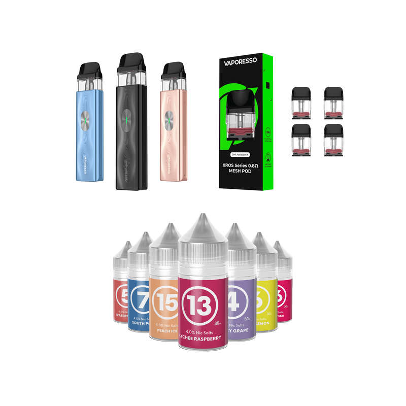 Vaporesso XROS Mini 4 Device, Refillable Pods and E-Liquid Bundle
