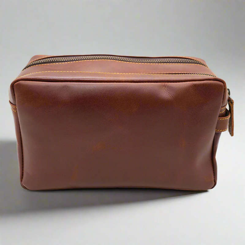 Double Zip LeatherToiletry Bag - Gift set