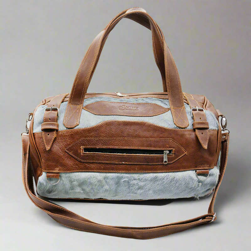African Fur Leather Duffle Bag