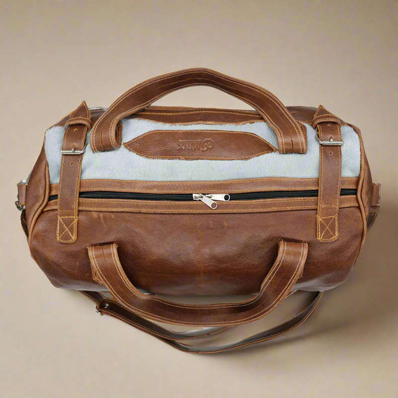 African Fur Leather Duffle Bag