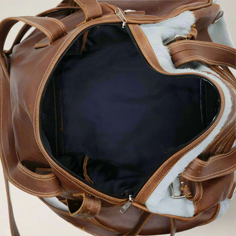 African Fur Leather Duffle Bag