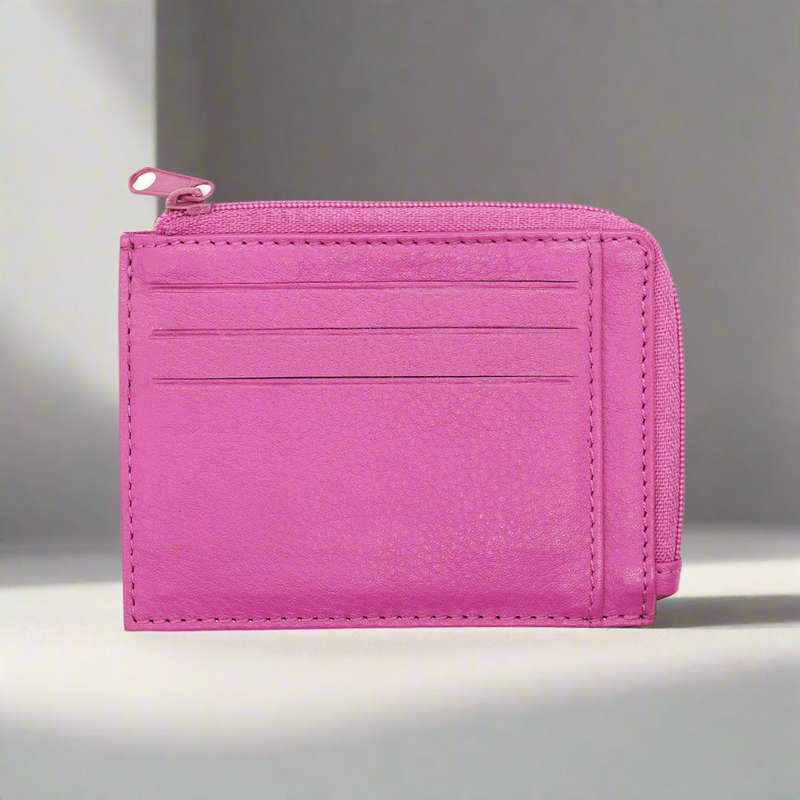 Dinki Pink Leather Card Holder