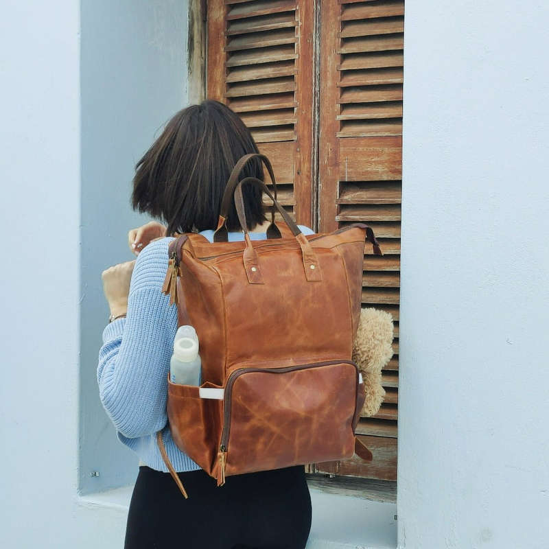 Amaliya Leather Nappy Bag
