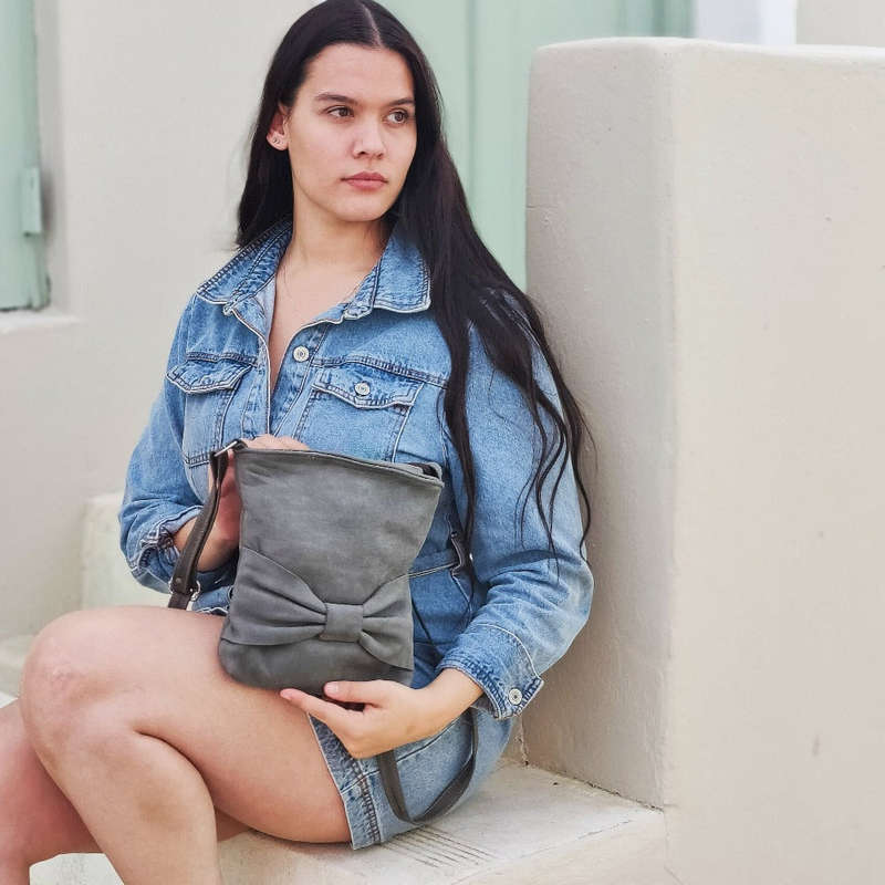 Bow Leather Sling Bag