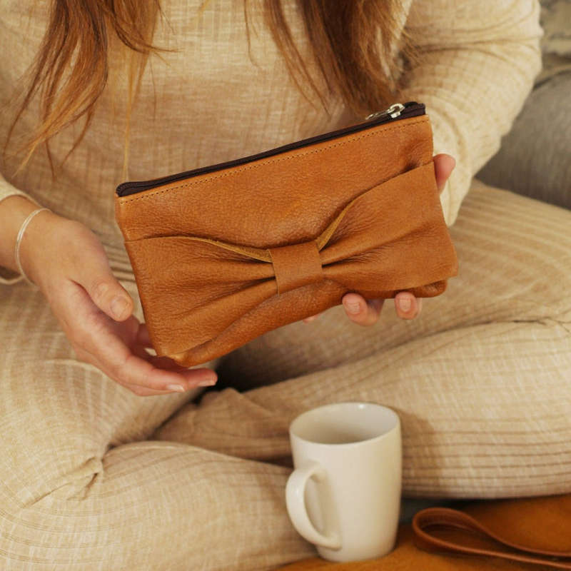 Bow Leather Make Up Bags