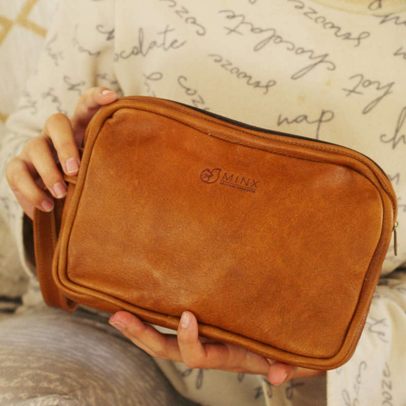 Dino Leather Toiletry Bag