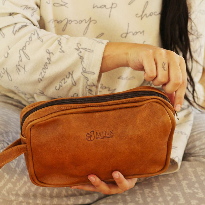 Dino Leather Toiletry Bag