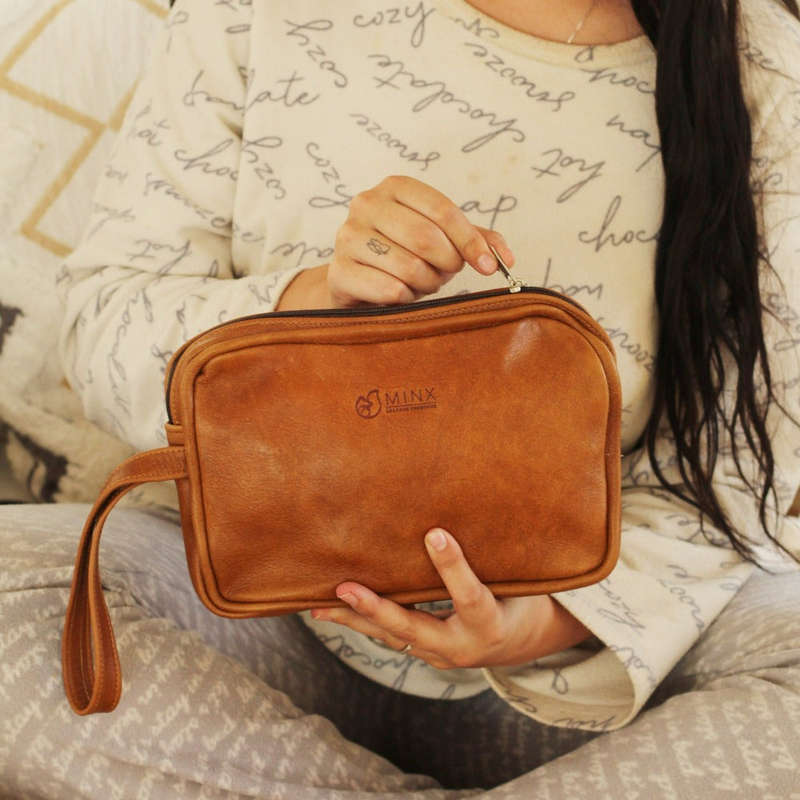 Dino Leather Toiletry Bag