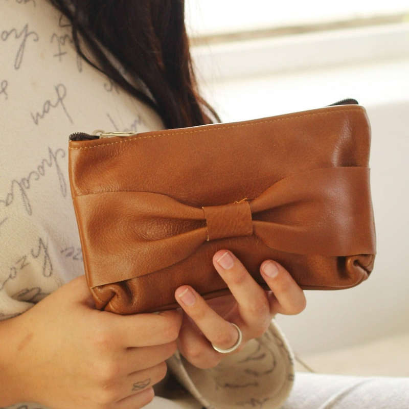 Bow Leather Make Up Bags