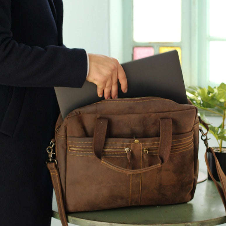 St Tropez Leather Laptop Bag