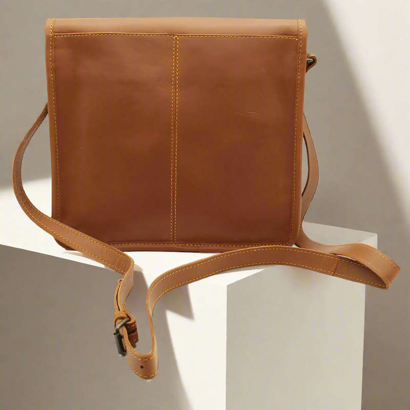 Leather Messenger Bag with Buckle