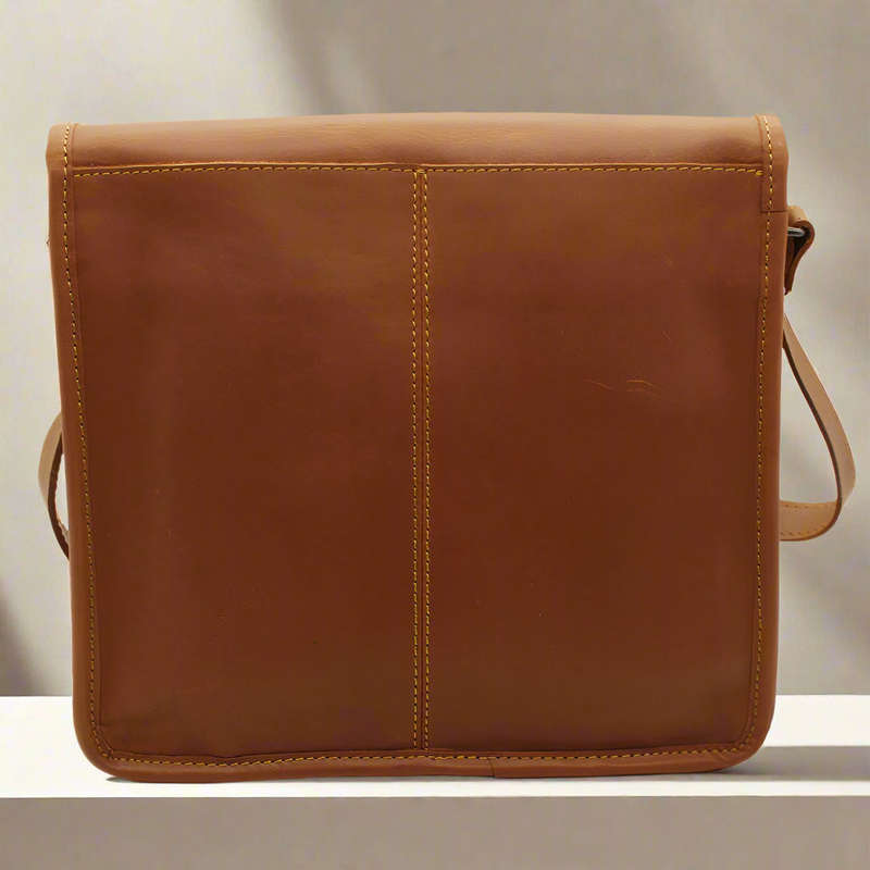 Leather Messenger Bag with Buckle