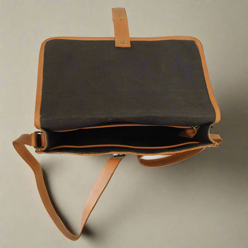 Leather Messenger Bag with Buckle