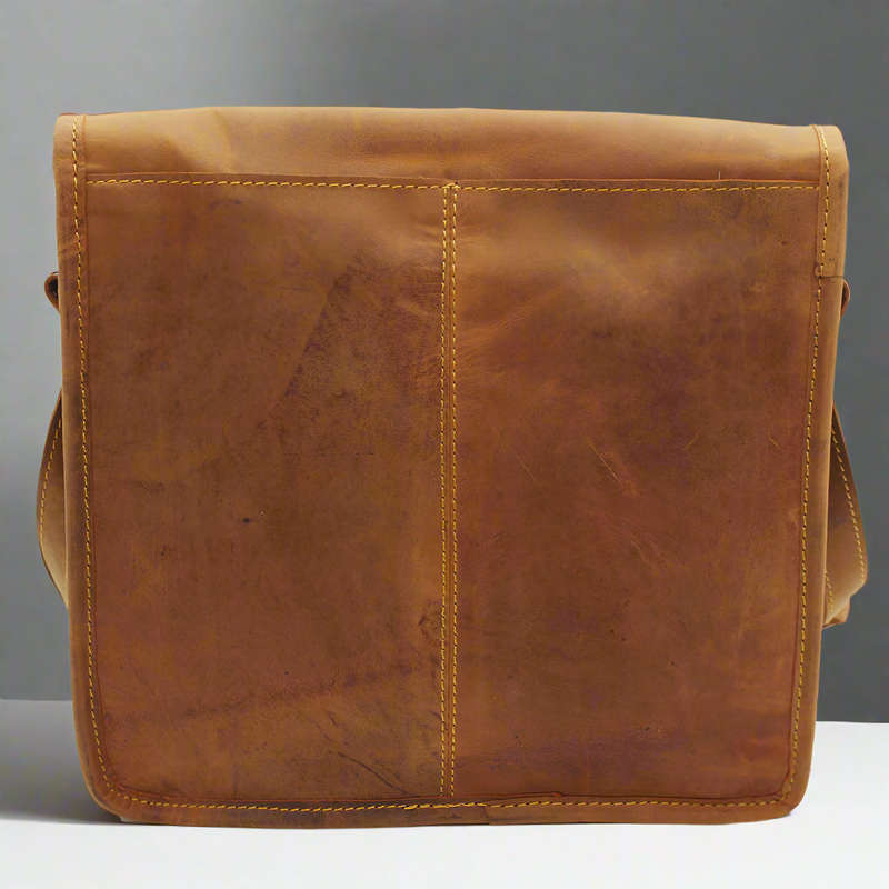 Leather Messenger Bag with Buckle
