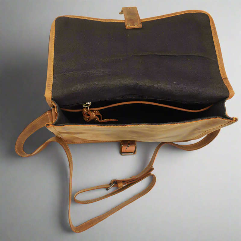 Leather Messenger Bag with Buckle