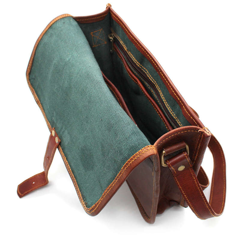 Leather Messenger Bag with Buckle