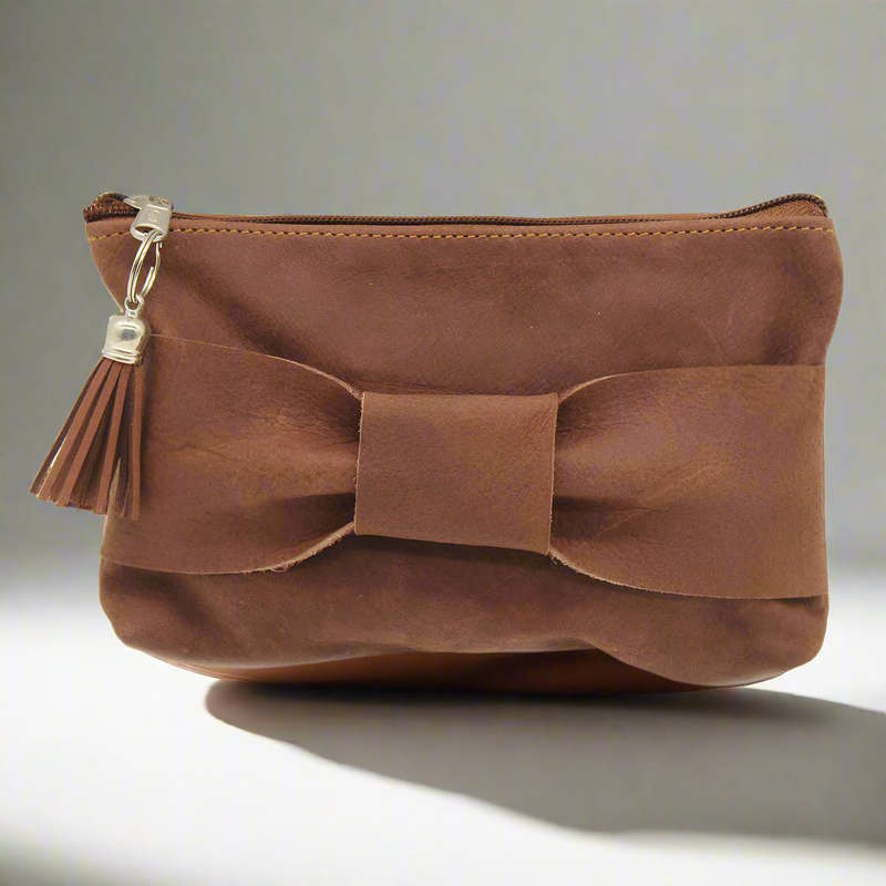 Bow Leather Make Up Bags