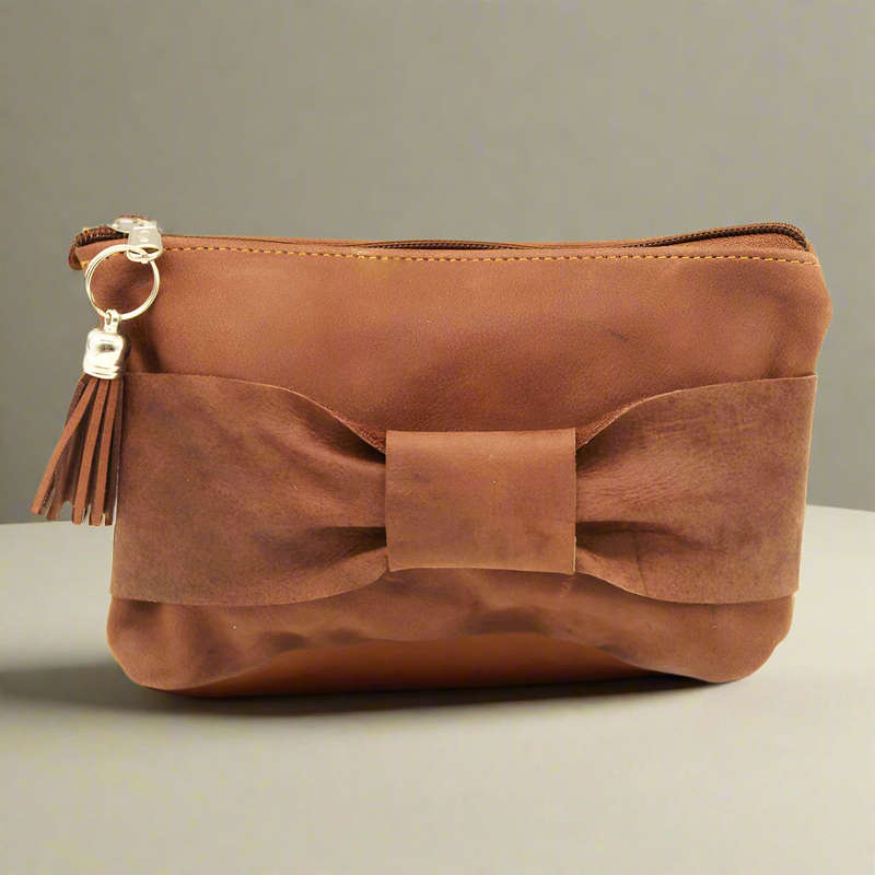 Bow Leather Make Up Bags