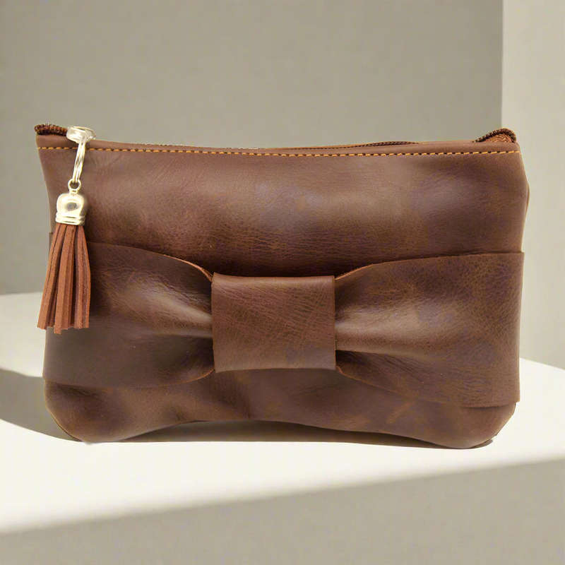 Bow Leather Make Up Bags