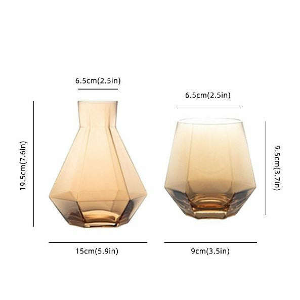 7 Piece Luxury Geometric Design Water Glass Set - Silver