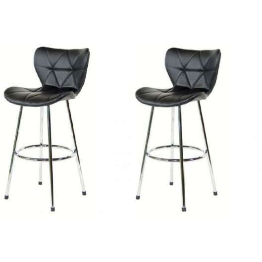 Tu2 Dimond padded Faux Leather Bar stool / Counter Stool - set of 2 - Black