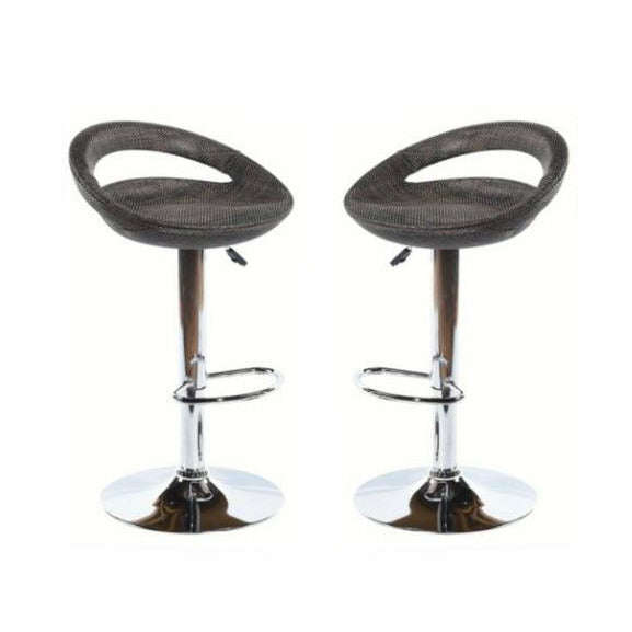 Bamboo Height Adjustable Cutout Barstools - set of 2 - Available in Brown or Beige