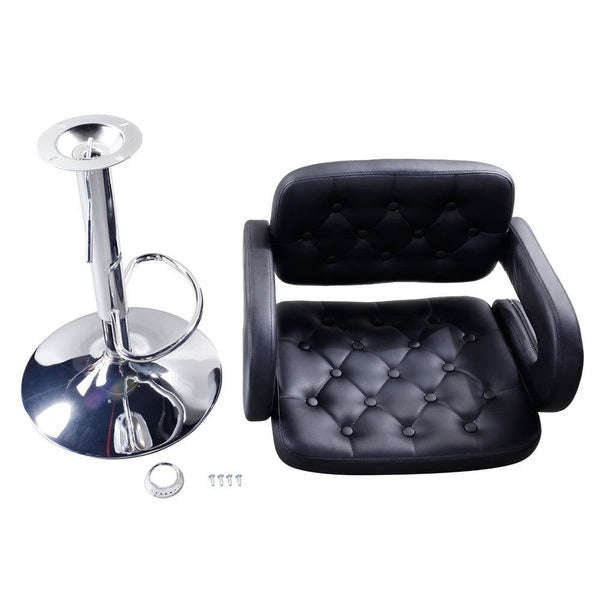 Luxury Bar Stools with Chrome Base - Set of 2 - Black