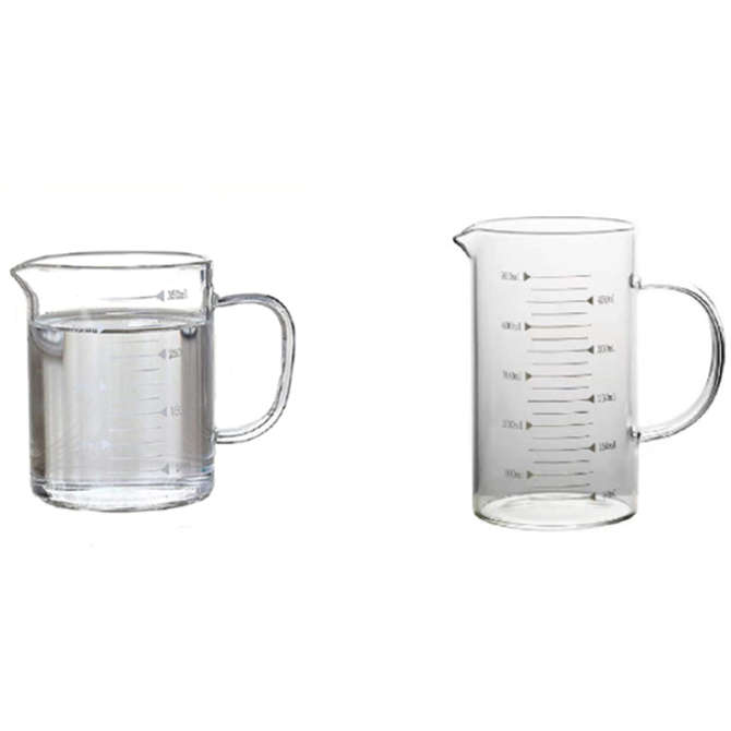 Set of borosilicate glass measuring jugs - 350ml and 500 ml