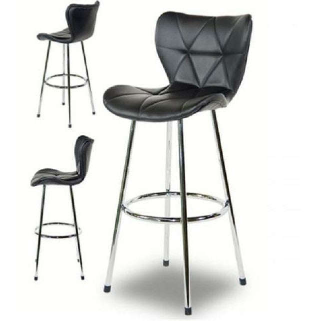 Tu2 Dimond padded Faux Leather Bar stool / Counter Stool - set of 2 - Black
