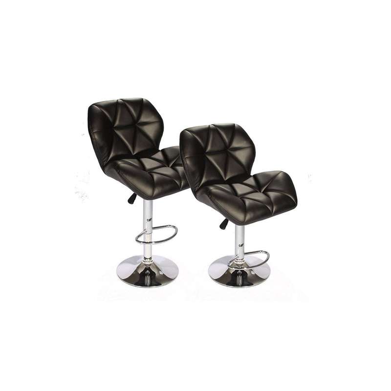Luxury Diamond Padded Bar stools  - Black - set of 2