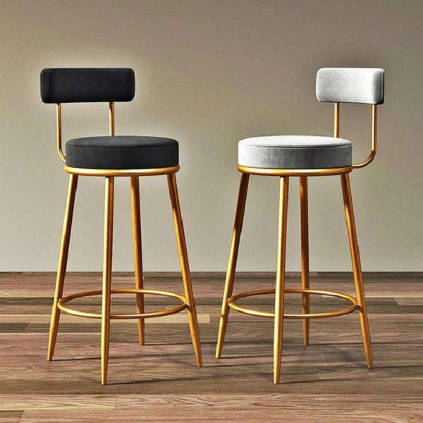 Coco French Style high bar chairs - Suede and Gold Metal - Set of 2